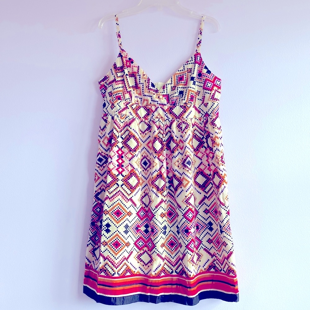 Johnny Martin 100% Cotton Casual Lined Geometric Print Sundress Worn Once !